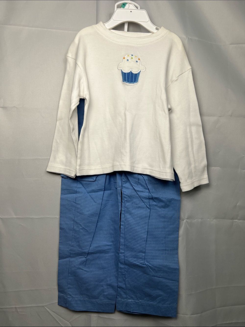 Petit Ami ZU 2 piece blue and white cupcake birthday outfit size 3T NWOT